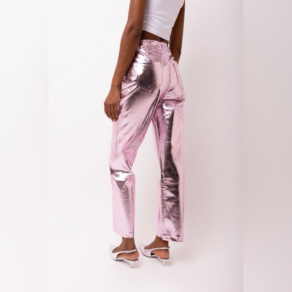 Pink Metallic High-Rise Cargo Pants – Lined, Fits Like L - Picture 15 of 16